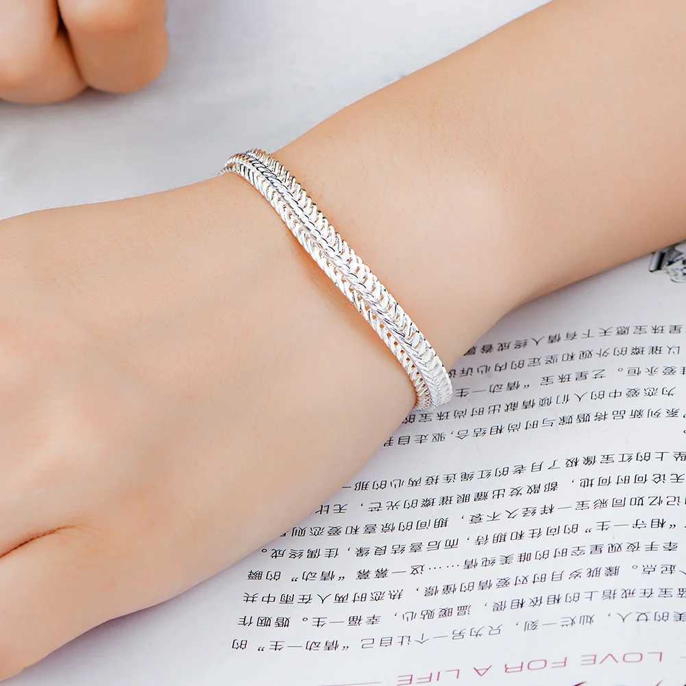 Hot sale 925 Sterling Silver bracelet Snake chain women lady men noble Fine charm jewelry wedding party 20cmX240913