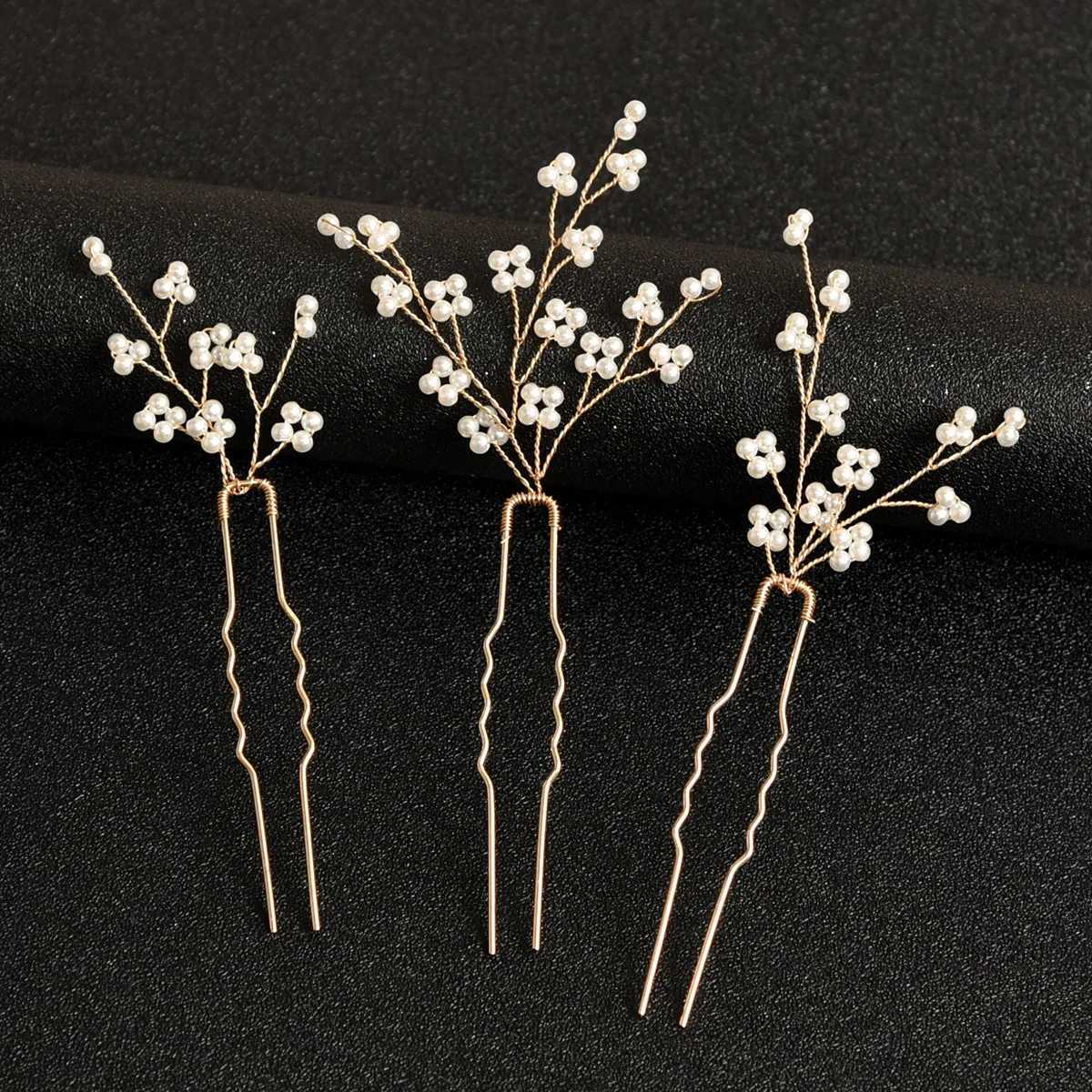3 Pieces Of Womens U-Shaped Needle Metal Hair Clip Pearl Bridal Hair Clip Wedding Hairstyle Design ToolX240913
