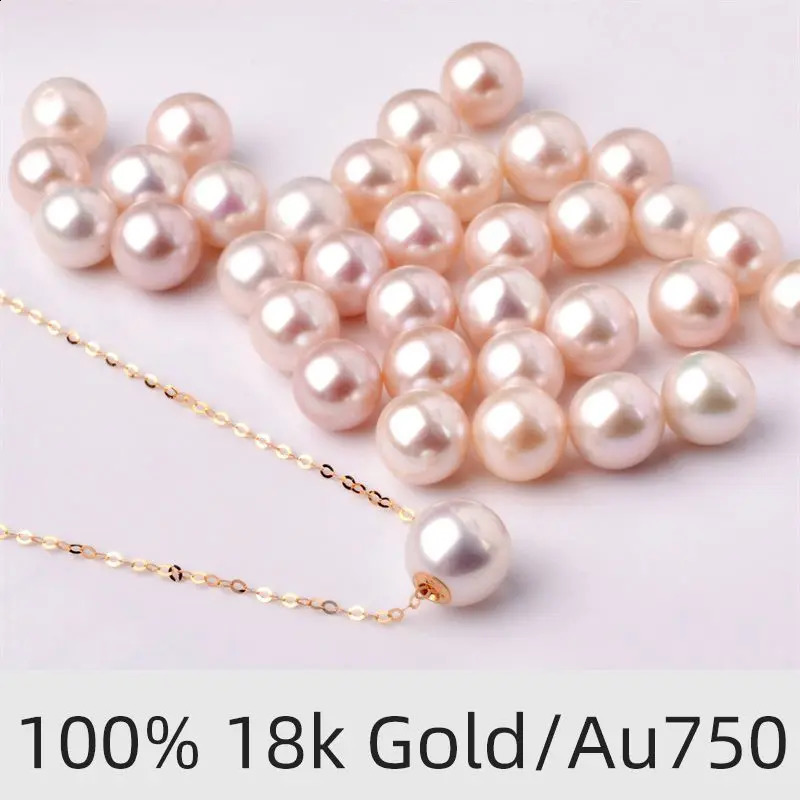100% 18K Yellow Gold Necklace Pendant Natural Freshwater Pearls Fine Jewelry Wedding Party For Women AU750 X235 240910