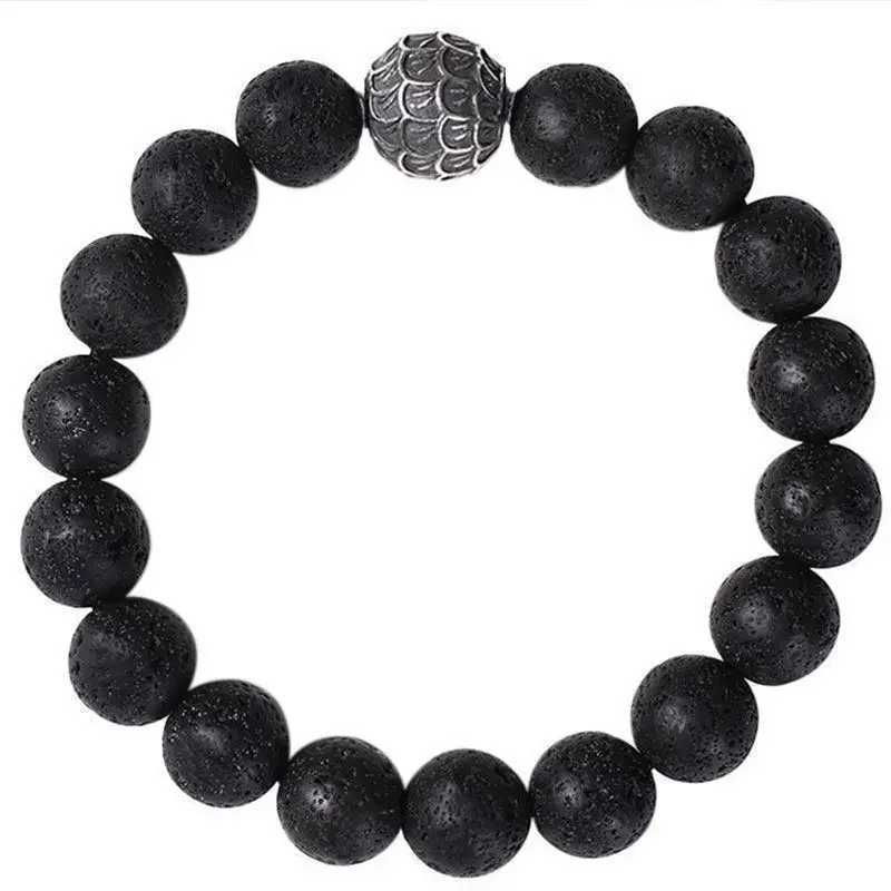 Black Lava Treatment Balance Bead Buddha Prayer Natural Volcanic Stone Bracelet W240913