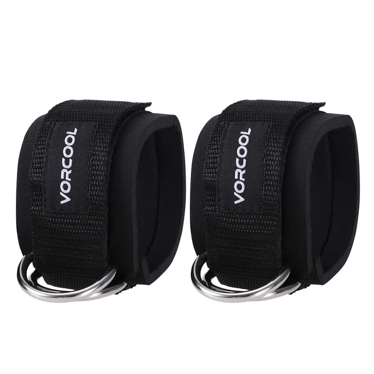VORCOOL Black 2pcs Ankle Straps Padded D-ring Ankle Cuffs for Gym Workouts Cable Machines Leg Exercises with Carry Bags Y240913