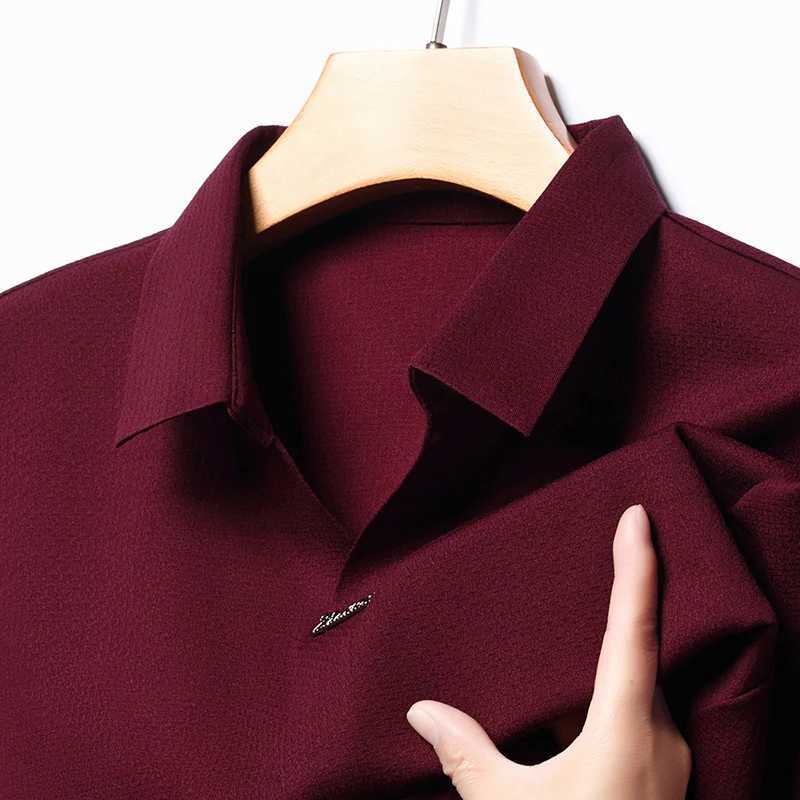 High end brand mens long sleeved textured polo shirt with collar Spring and Autumn high-quality new T-shirt Korean fashion mens clothing W240913