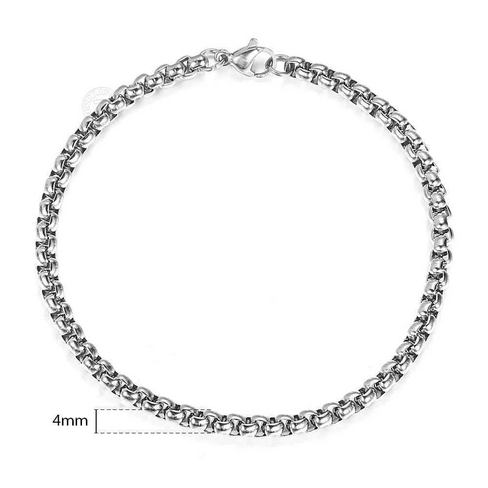 2 3 4 5 mm Bracelet For Men Women Stainless Steel Mens Round Box Link Chain Black Gold Silver Color Jewelry Gifts LKB676X240913