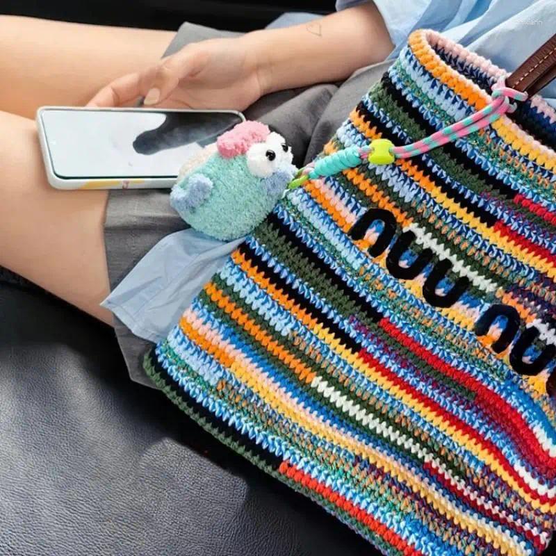 Shoulder Bags High Quality Ladies' Stylish Colorful Striped Woven Small Bag For Commuting Niche Design Practical Handbag Girls a25e 4
