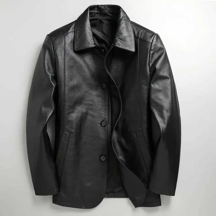 Free shipping.Plus Mew genuine Cowhide business leisure jacket.Classic casual leather Suit jacket.Quality slim leather cloth.X240913