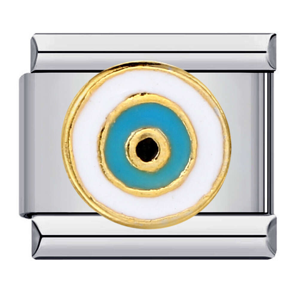 New Devil's Eye Bead Titanium Steel Welding Enamel Cartoon DIY Elastic Bracelet Italian Charm Links Fit 9Mm Bracelet Jewelry DIY Making Gifts