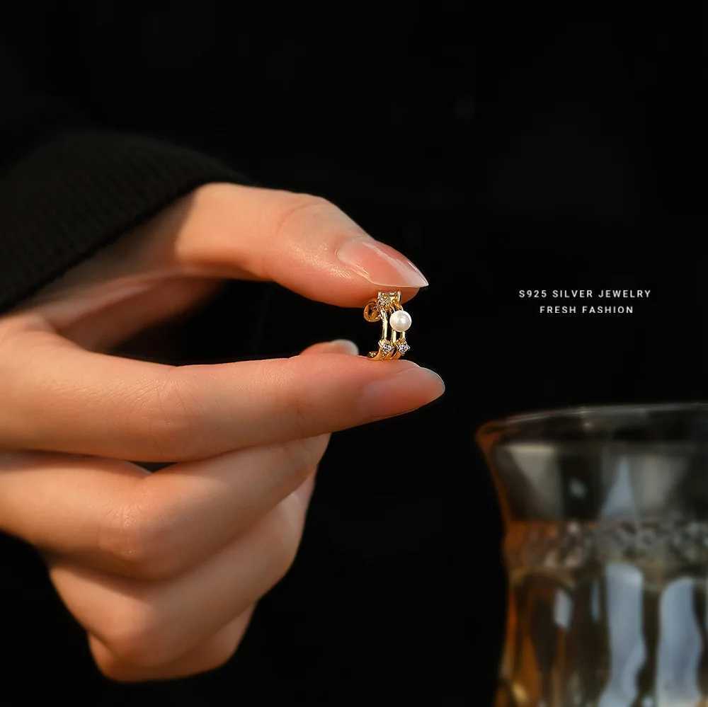 Real 925 Sterling Silver Openwork Shell Zircon No Ear Piercing Earrings Gift for Women Party Fine Jewelry GiftX240913