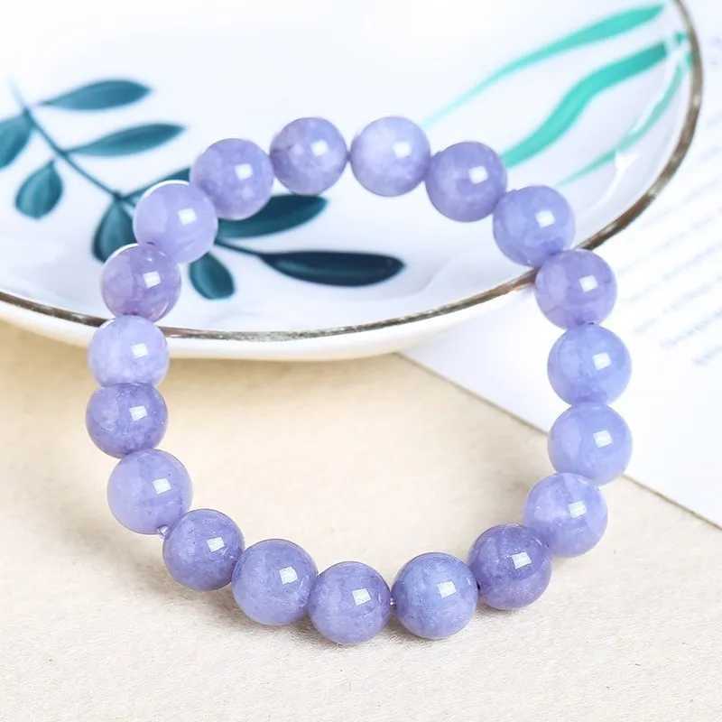 JD Natural Aquamarine Pearl Bracelet Womens Fashion Purple Chalcedony Round Stone Elegant Treatment Necklace Bracelet Gift W240913