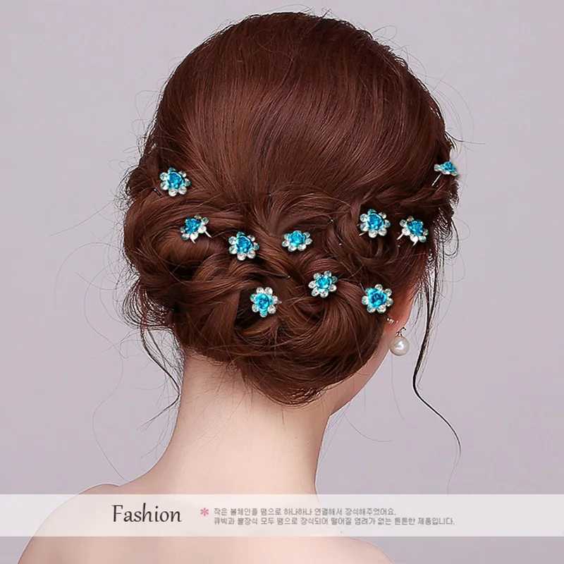 20Pcs Barrettes U-Shaped Rhinestone Rose Flower Hair Clips Bridal Wedding Hairpin Hair Clips Fashion Hair Stick HeaddressX240913