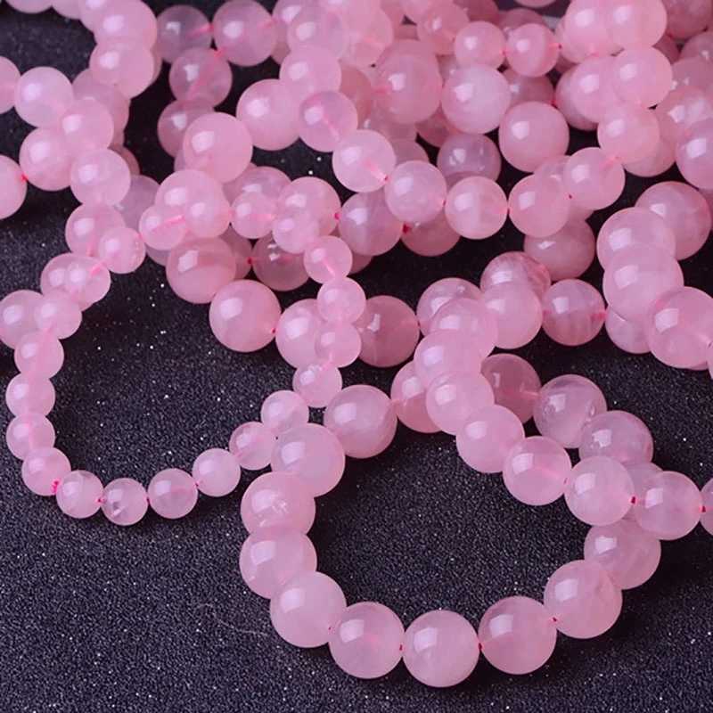 Pink Rose Quartz Crystal Bracelet Natural Stone Chain Bracelet Elastic Rope Pulseras Exquisite Jewelry Gift for Lover 7.5 W240913
