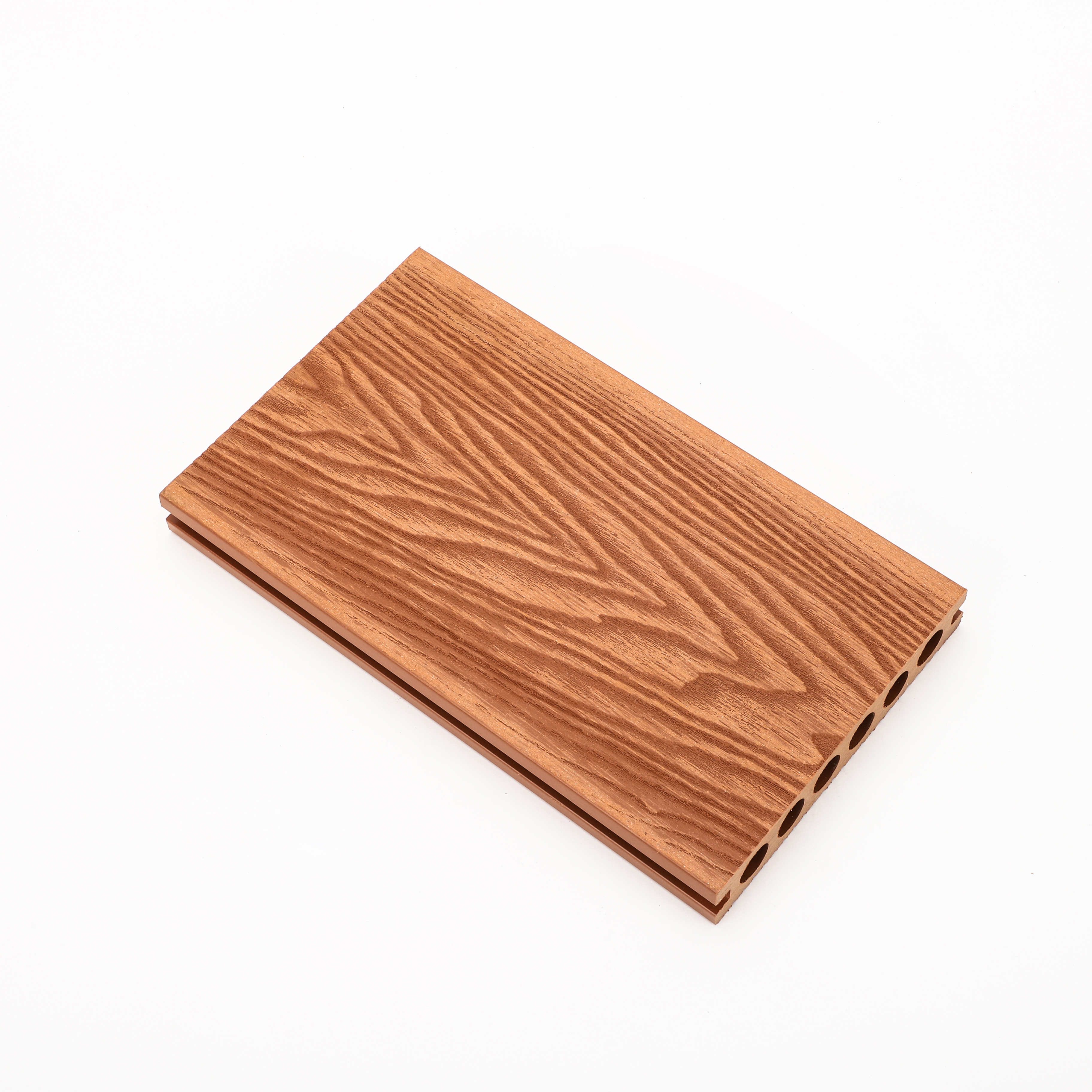 Waterproof Wood Plastic Outdoor Floor Tiles in Red Teak - 3D Embossed Design