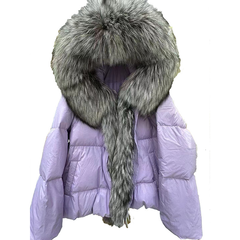 24 new fur collar duck down women's fashion high-end real sier fox bread jacket