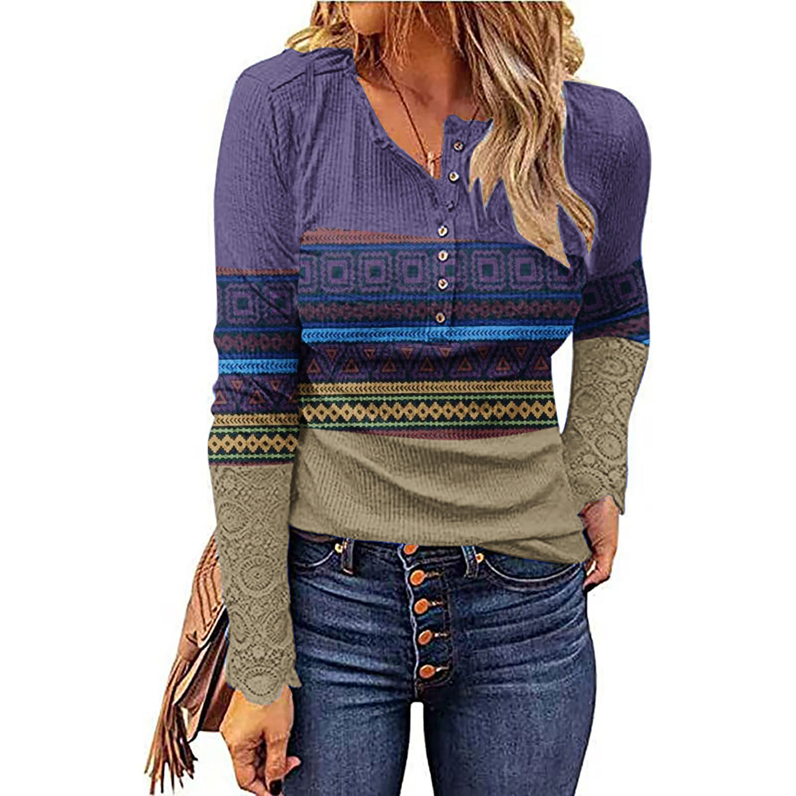 Autumn and winter western ethnic style knitted sweater base shirt
