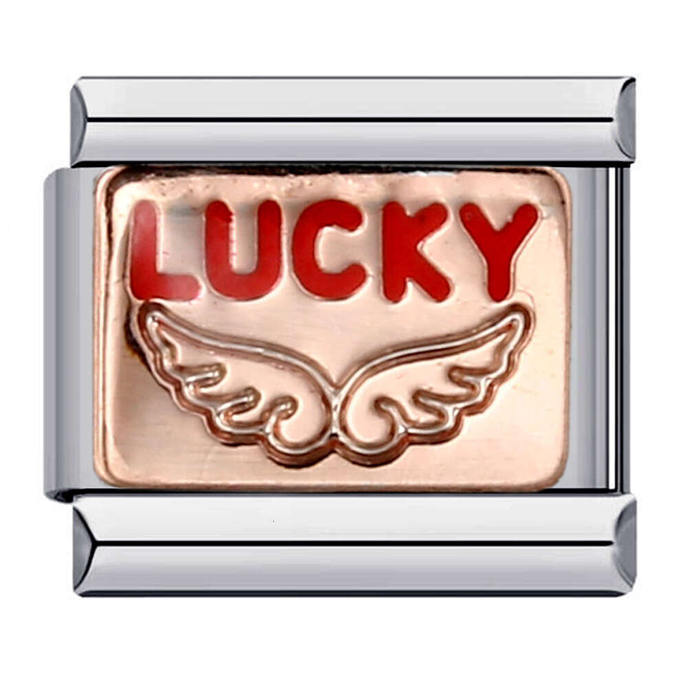 New Titanium Steel Gold Plated Welding Pattern DIY Module Italian Charm Bracelet Links Stainless Fit 9Mm Jewelry Making Gifts