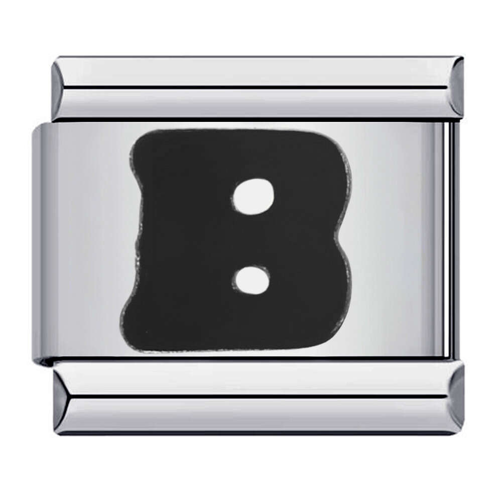 New Titanium Steel Black English Letter DIY Beads Italian Charm Bracelet Italian Charm Links Fit 9Mm Bracelet Jewelry DIY Making Gifts