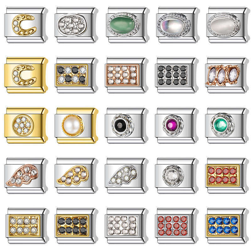 2024 Women's Gift Angel wing with shine stone charms Fit 9mm Stainless Steel Italian Charms Bracelet Links Beads DIY Bracelet With Italian Style 