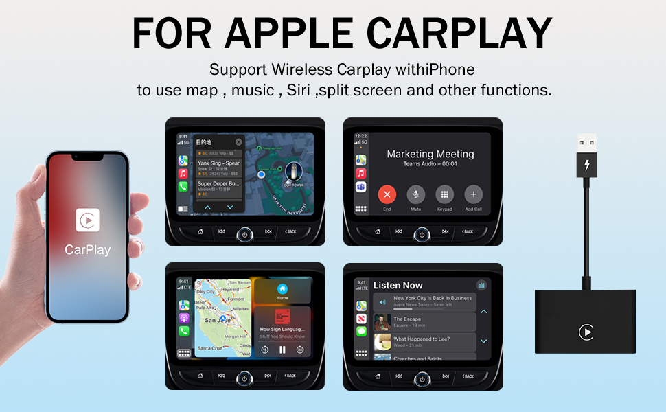 Car Wireless CarPlay Adapter, Wireless Android Auto Adapter, Plug & Play Converts Wired CarPlay to Wireless CarPlay Fit for Cars