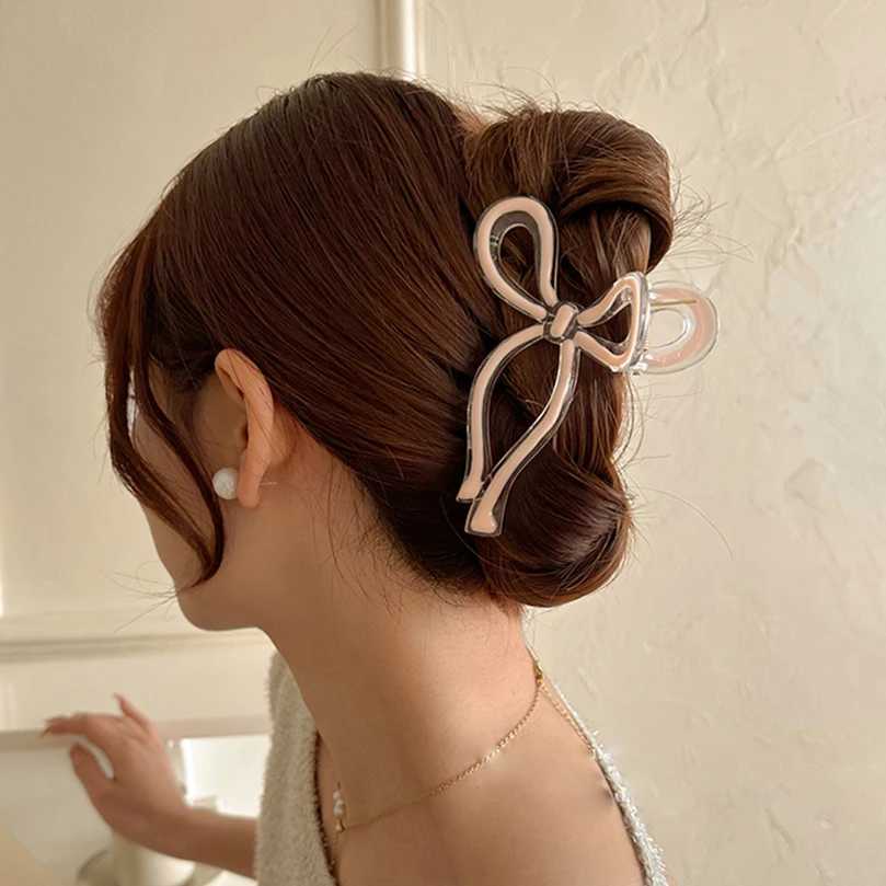 AWAYTR Bow Large Hair Claw Crab Ponytail Hair Accessories for Women Acrylic Bowknot Hair Clips Hairpins Girls Barrettes HeadbandX240912
