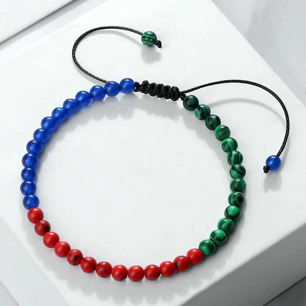 Fashionable Palestinian flag color natural stone bead bracelet mens adjustable Asian countries womens bracelet jewelry friend W240913