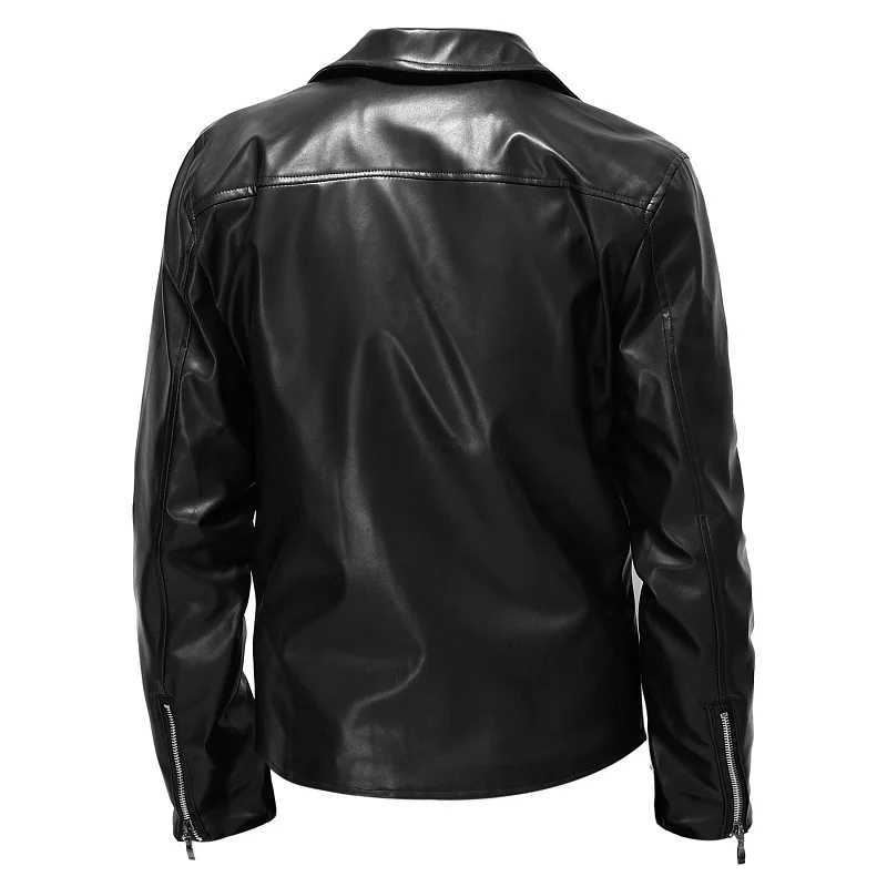 Spring Autumn Fashion Men Streetwear Black PU Leather Jacket Mens Zipper Hip Hop Coat Male Motorcycle Faux Leather JacketsX240913