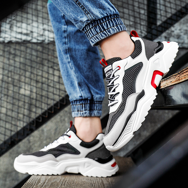 2020 autumn new men's shoes Comfortable breathable trendy shoes wild mesh board shoes casual sports increase white shoes21