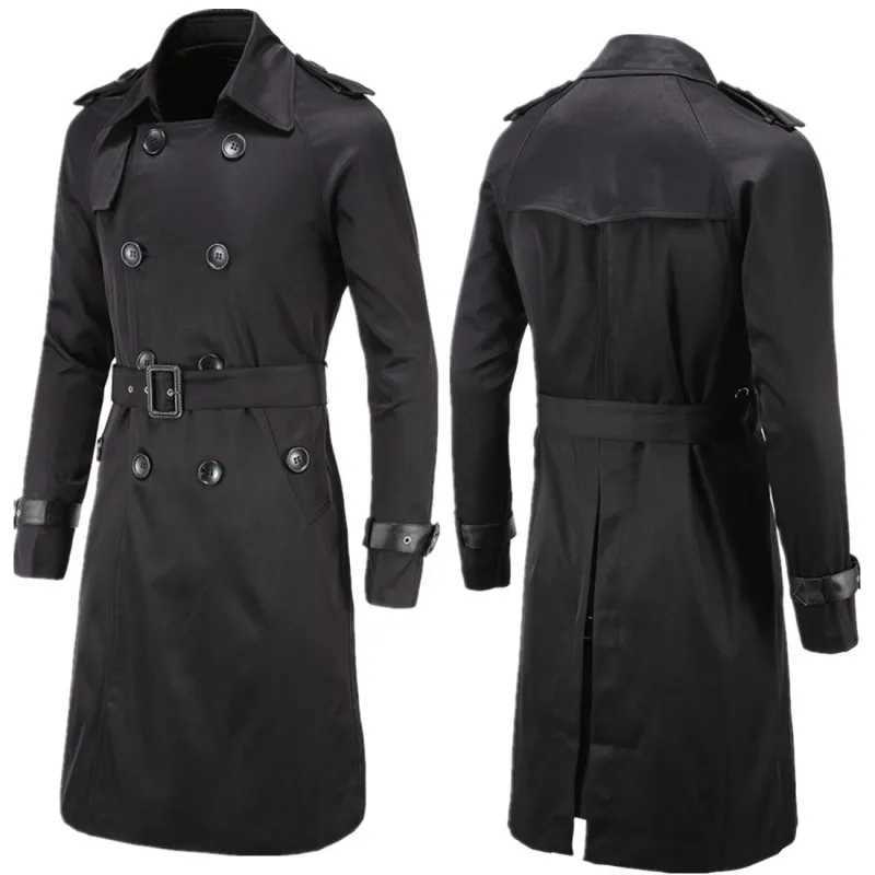 Wholesale of New Mens Clothing for Autumn Boutique European and American Long Fitting Double Breasted Windbreaker Mens Coat Y240913