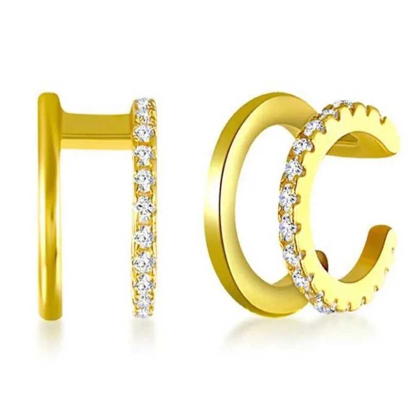 Double-Layered U-Shaped Ear Clip European And American Simple Diamond Ear Clip Suitable for womens non perforated earringsX240913