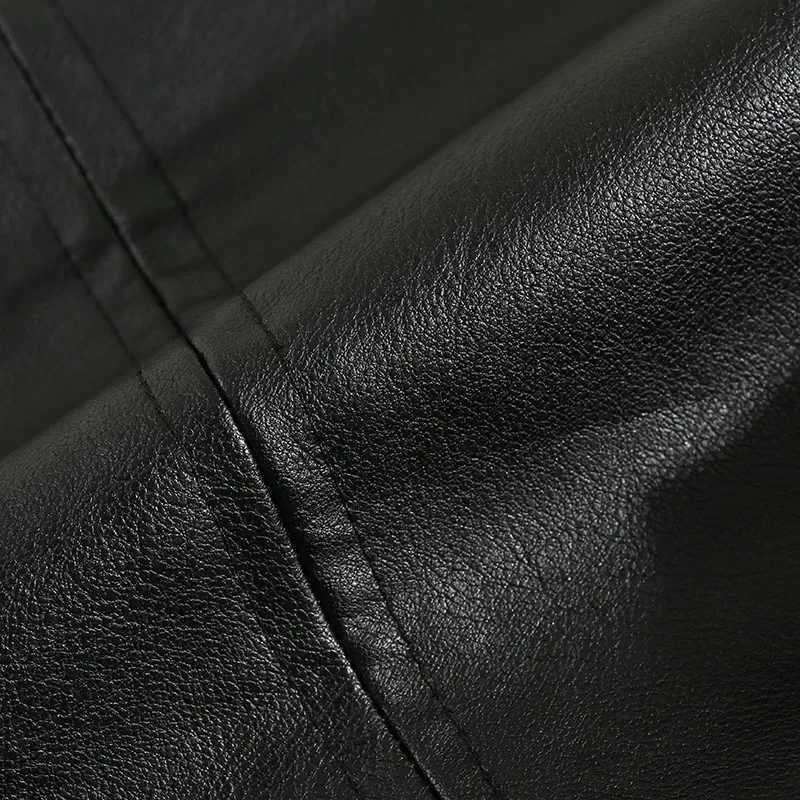 Mens Motorcycle Racing PU Leather Jacket Autumn Winter Hong Kong Style High Street Long Sleeve Loose Hip Hop Short Zipper CoatsX240913