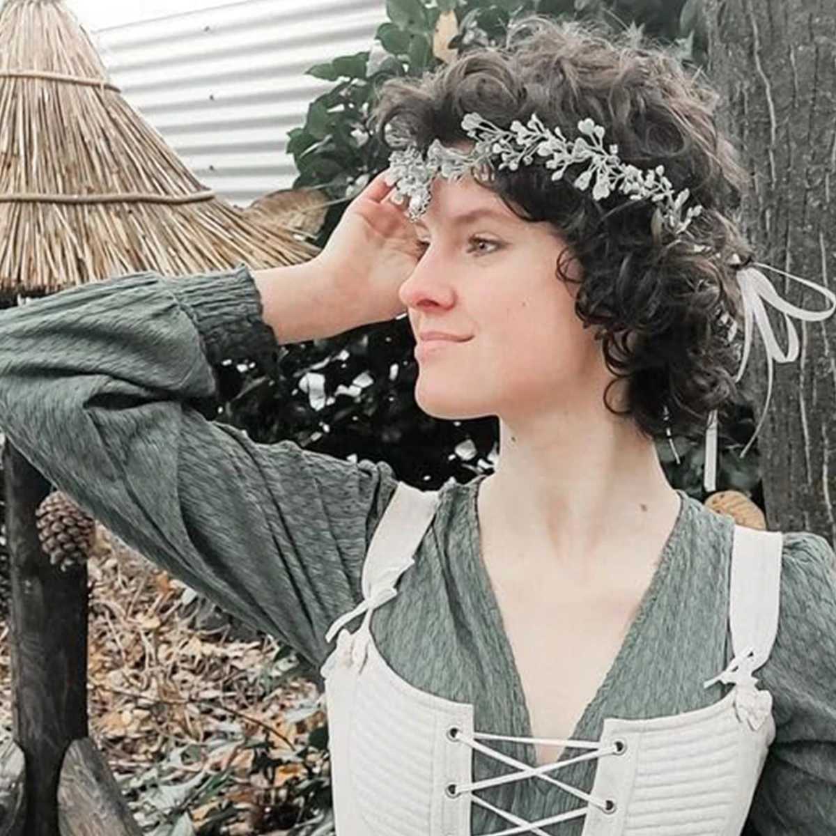 Forest Series Handmade Garland Crown Creative Wedding Fairy Headdress Crystal Vintage Elf RPG Cosplay Costume AccessoriesX240913