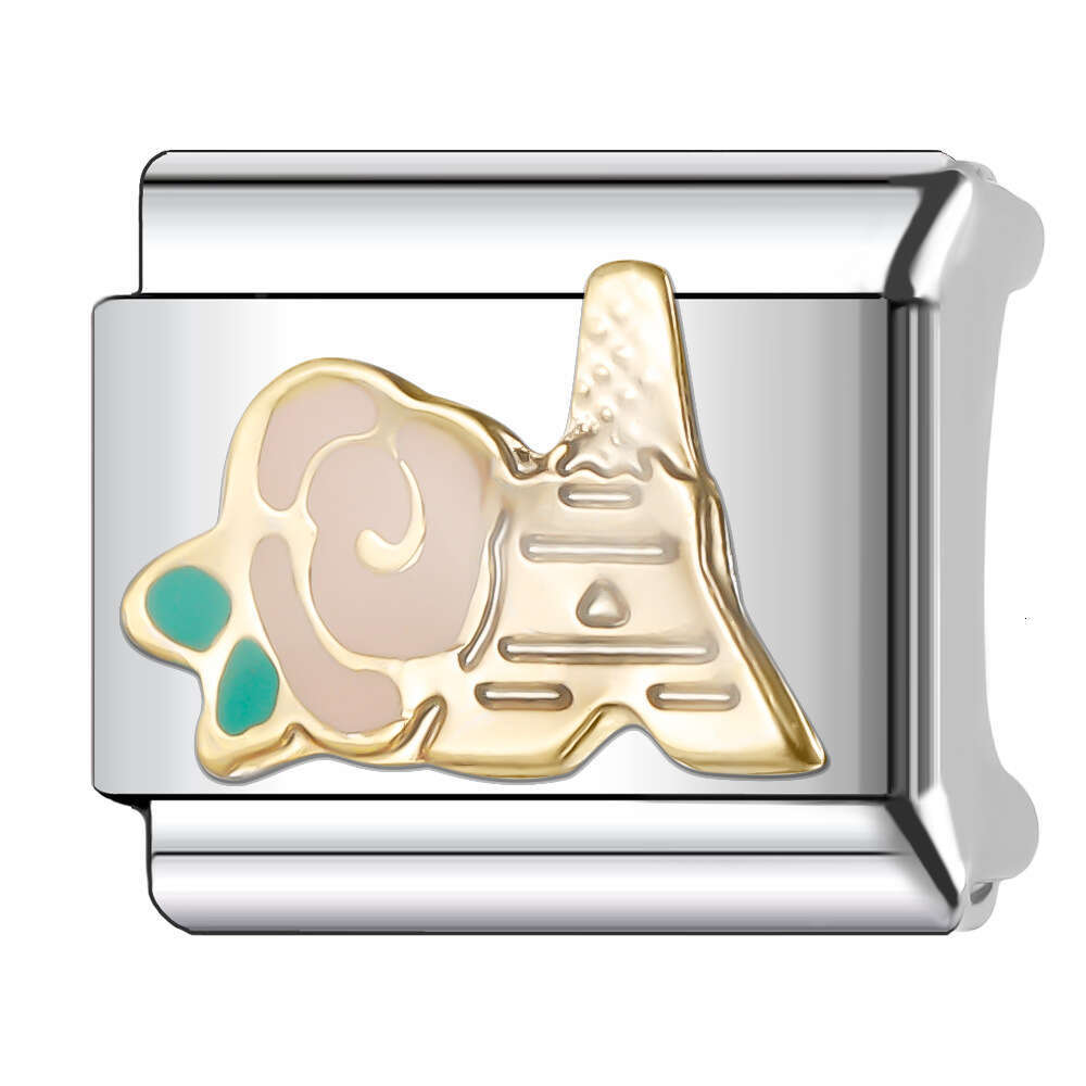 New Women's Gift Romantic Flower Bead Italian Charms Links Bangle Beads Fit 9mm Stainless Steel Bracelet Making DIY For Women Fashion Jewelry