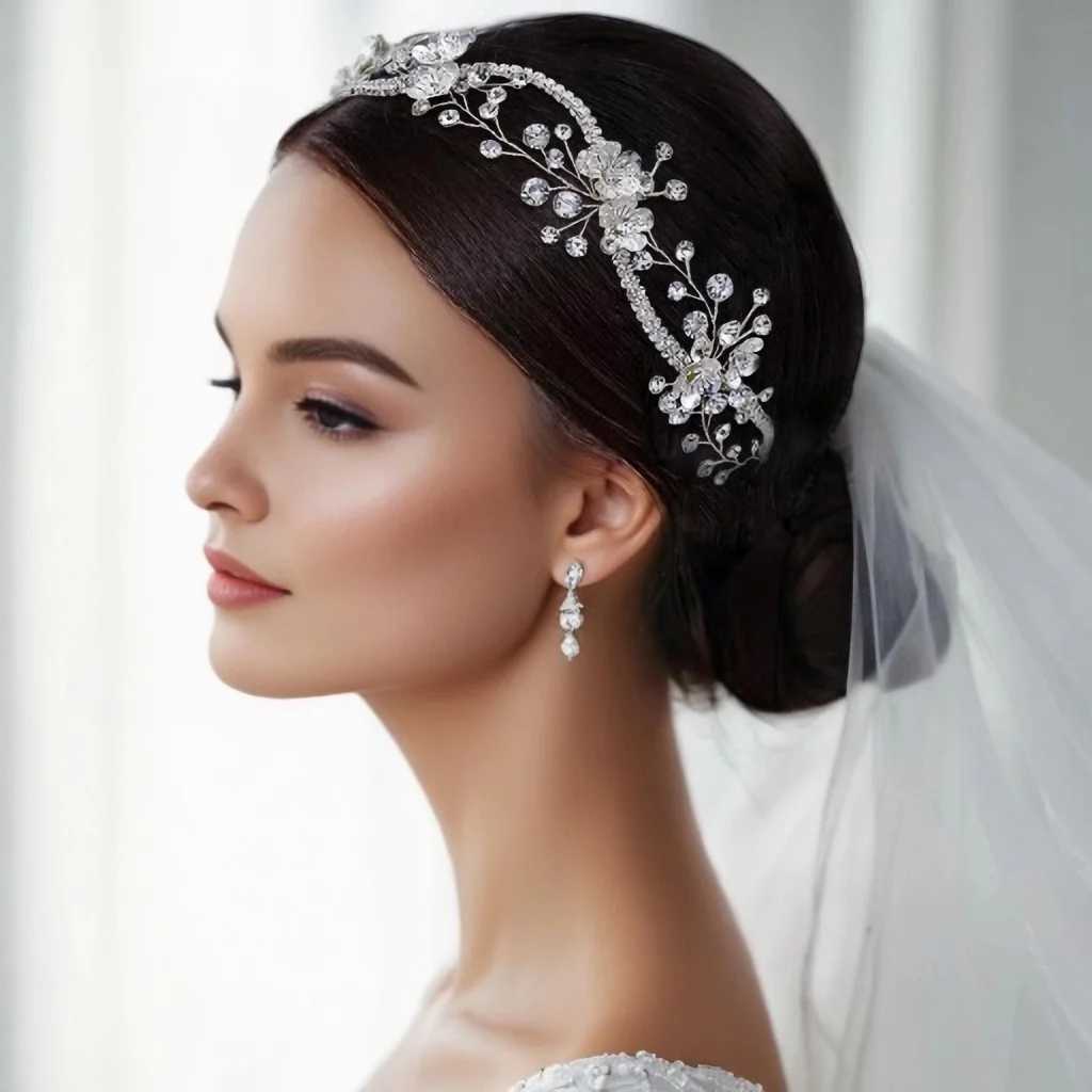 Elegant Bridal Headband Crystal Alloy Flower Bride Headpiece Wedding Hair Accessories Woman Headdress for Party HP573X240913