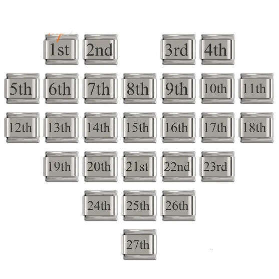 New stainless steel date module laser engraved bracelet Italian Bracelet Italian Charm Links Stainless Steel Fit 9mm Bracelet Jewelry DIY Making Gifts