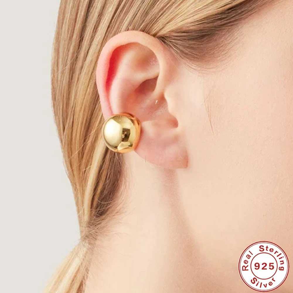AIDE 925 Sterling Silver Wide 1cm C-shaped Ear Cuff Smooth Clip Earrings For Women Men 1 Piece Earcuff For Unpierce Ear JewelryX240913