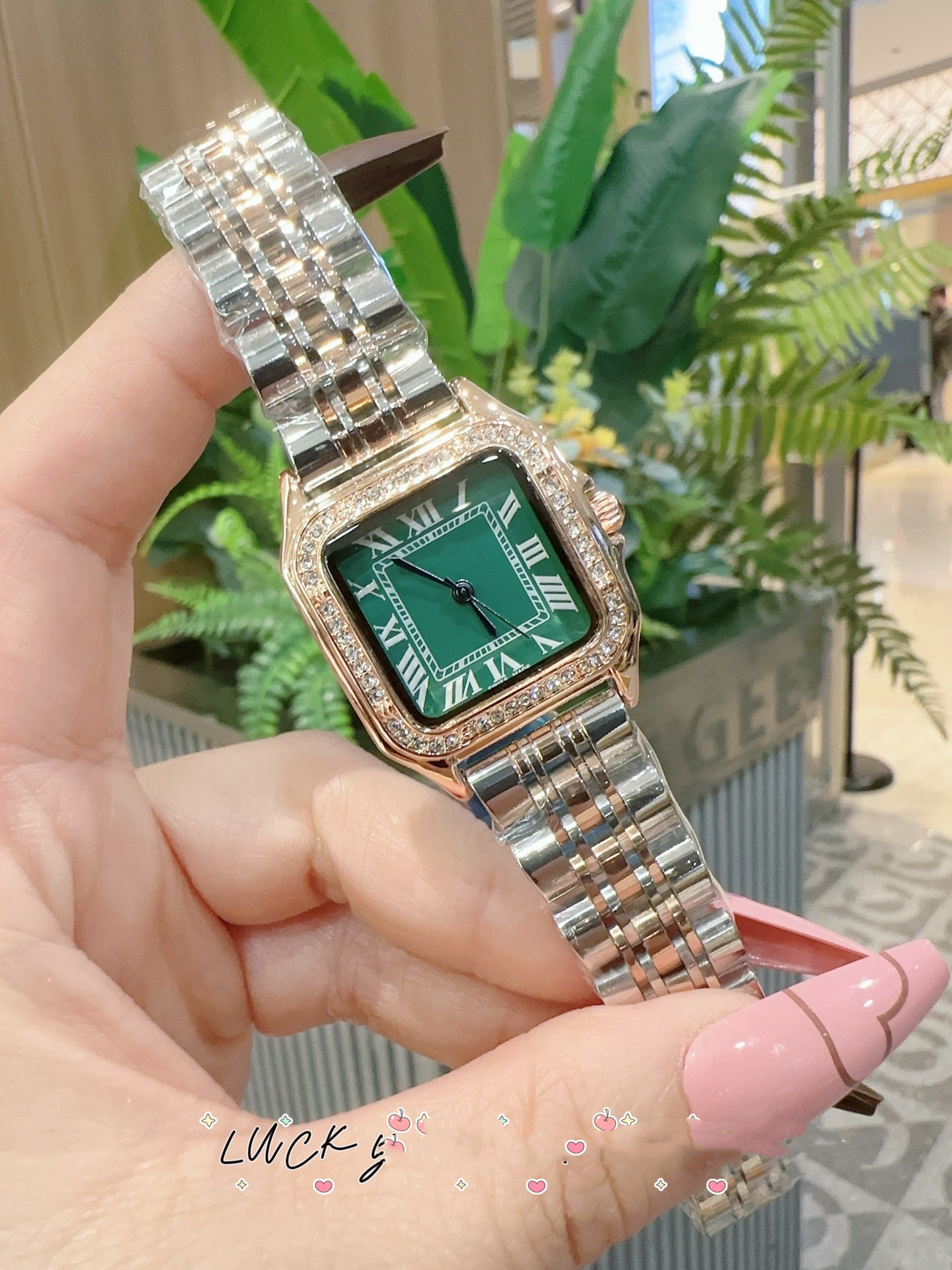 Good quality women tank watches fashion style watch lady quartz movement stainless steel strap casual womens Panthere wristwatches waterproof Montre De Luxe #897
