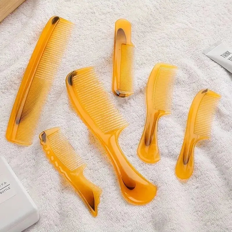 A Pack Of 10 Ox Tendon Combs Set In Yellow AntiStatic Thickened And Durable Color 240911