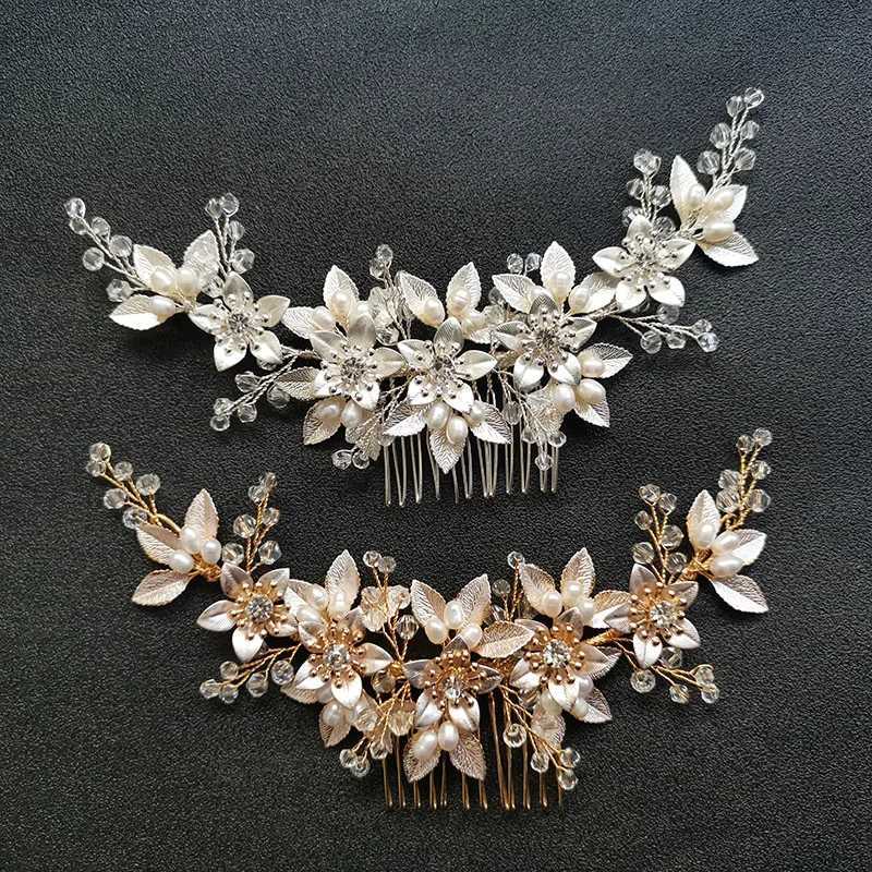 SLBRIDAL Handmade Crystal Rhinestone Freshwater Pearls Flower Bridal Hair Comb Wedding Hair Accessory Bridesmaids Women JewelryX240913