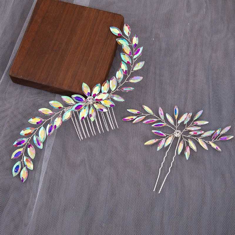 Floralbride Alloy Colorful Clear Opal Crystals Rhinestones Bridal Hair comb Pins Wedding Headpieces Women Girls Hair JewelryX240913