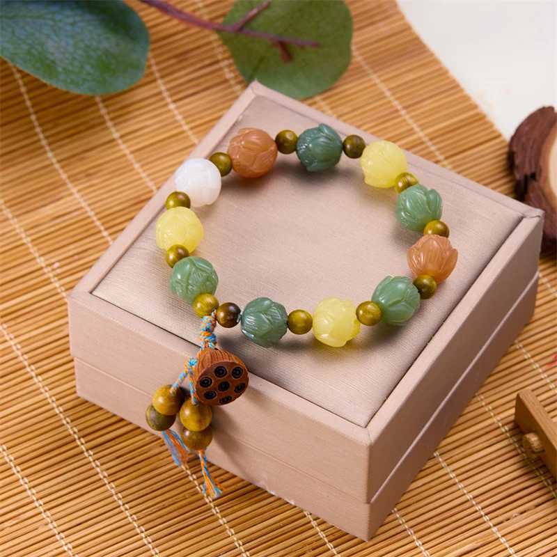 Xizang Buddha Bodhi Lotus Bead Bracelet Wood Bead Buddha Prayer Bracelet Men Yoga Alleviates Anxiety Charm Jewelry W240913