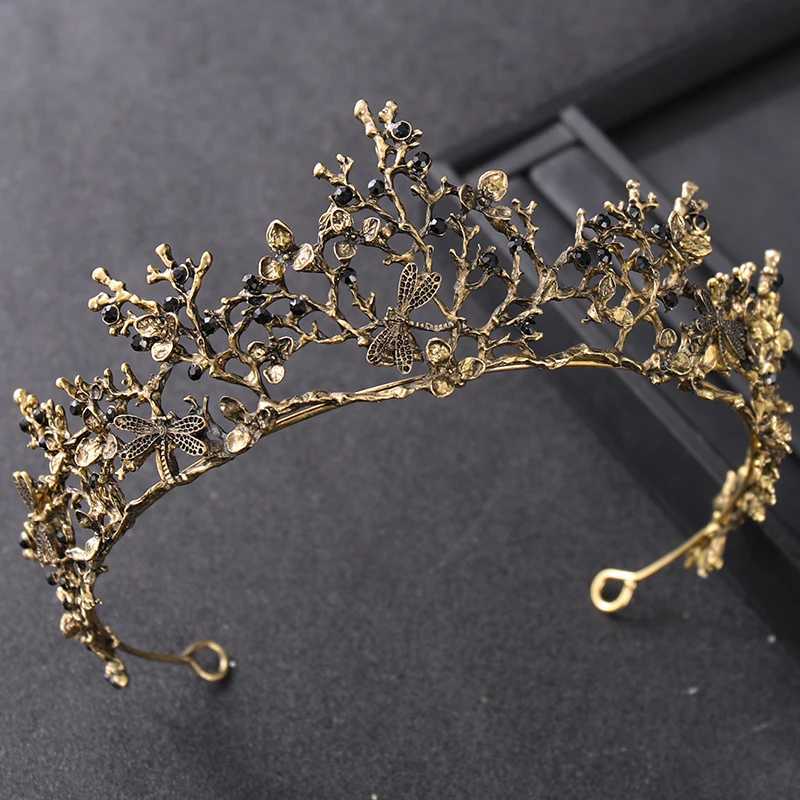 Baroque Vintage Crystal Crown Tiara Rhinestone Princess Butterfly Prom Crowns And Tiaras Bridal Wedding Hair Accessories JewelryX240913