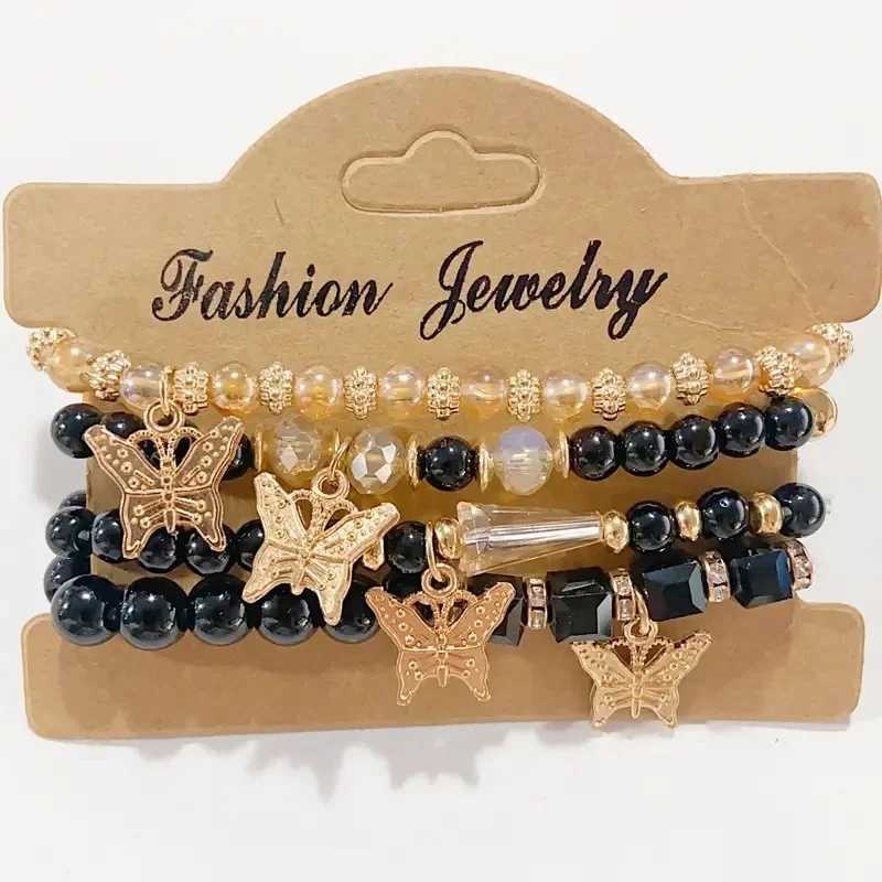 The Best Womens Fashion Butterfly Bead Bracelet is suitable for women as a gift and can be matched with a 4-piece set as needed W240913