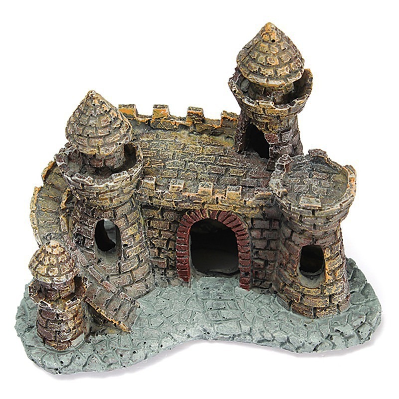 Environmentally Friendly Resin Castle Resin Handicraft Landscape Decoration Antique Real Small Castle For Aquarium Fish Tank