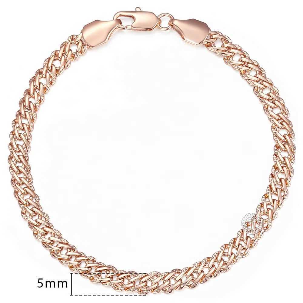 5mm Bracelets for Women Girls 585 Rose Gold Color Venitian Curb Link Bracelets Woman Fashion Party Jewelry 18cm 20cm KGB428X240913