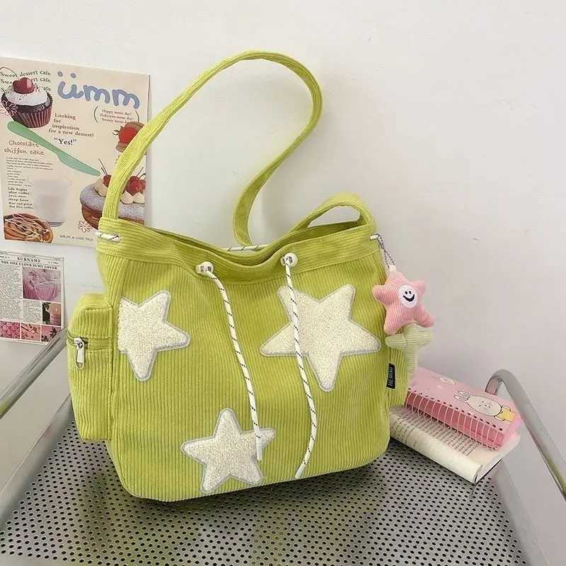 Women Star Pattern Corduroy Crossbody Bag Casual Tote Lady Simple Large Capacity Shoulder Girl Travel School Bookbag Handbag 240913