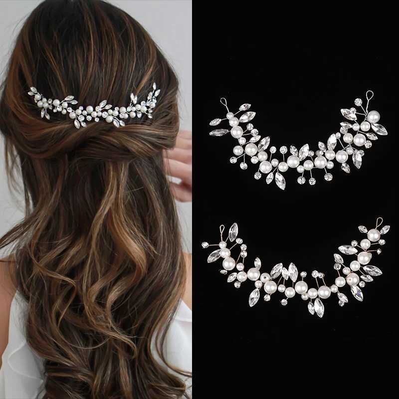 Handmade Elegant Pearl Hair Pins White Flower Rhinestone Hair Comb For Wedding Party Headwear Bridal Hair AccessoriesX240913