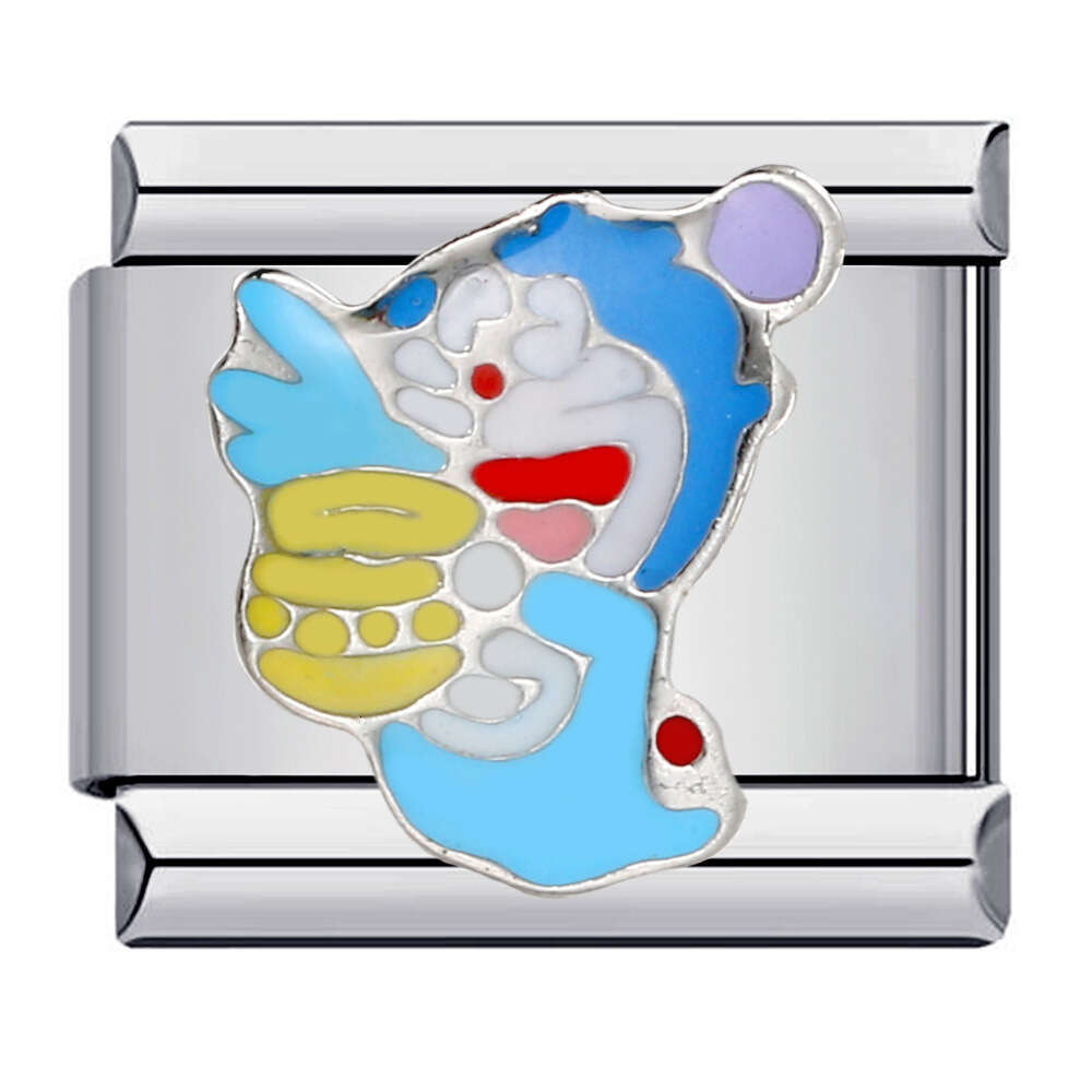 New Titanium Steel Welding Drip Oil Cartoon DIY Module Italian Charm Bracelet Fit 9mm Bracelet Jewelry DIY Making Gifts