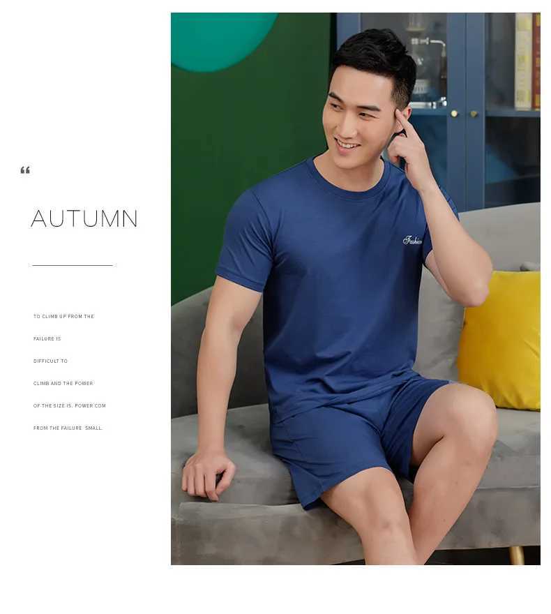 New Summer Modal Mens Pyjamas Boys Short-Sleeved Casual Homewear Summer Thin Section Of The Large Size Homewear Suit Y240913