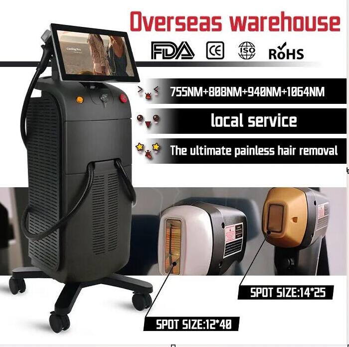 New Painless 808nm Diode Laser Hair Removal Beauty Machine Triple Wavelength Diodo Lazer 755 808 1064 3500W Hairs Remove Device with 2 handles and Goo