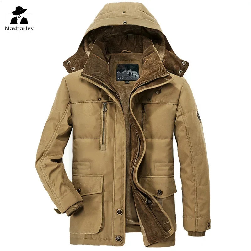 Men Long Down Hooded Casual Warm Parkas 7Xl Good Quality Male Fit Winter Coats Multi-Pocket Cargo Jackets 240912