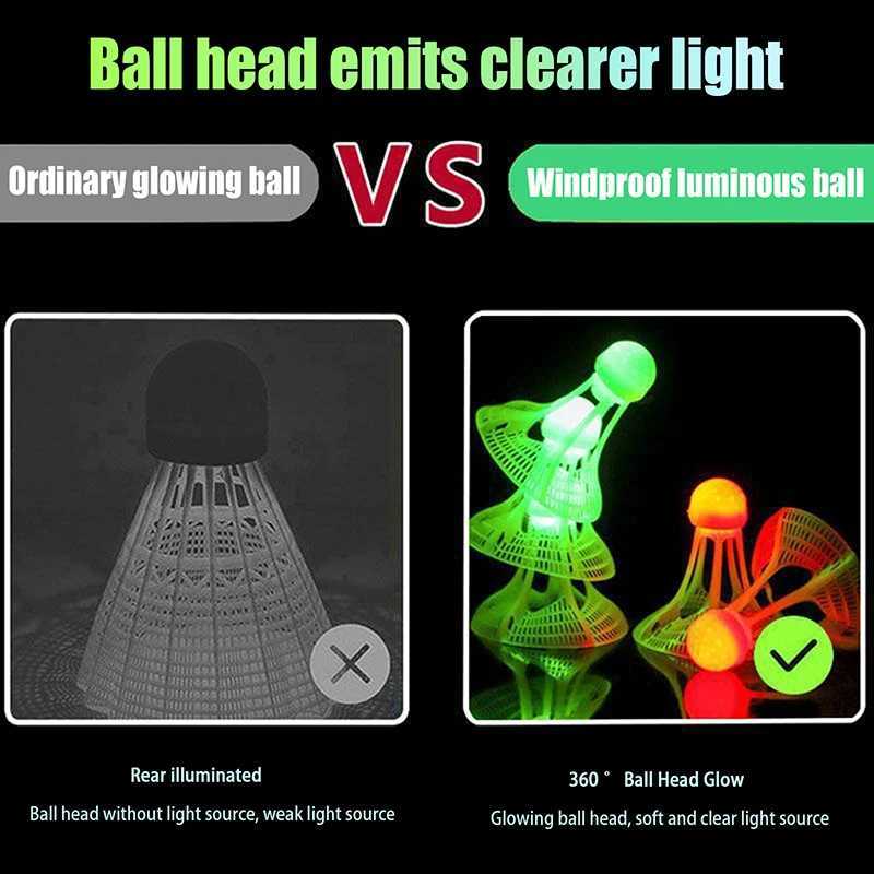 1pcs Outdoor Windproof Badminton Luminous Badminton Accessories Fluorescent Shuttlecocks Super Resistant LED Badminton Ball Y240912