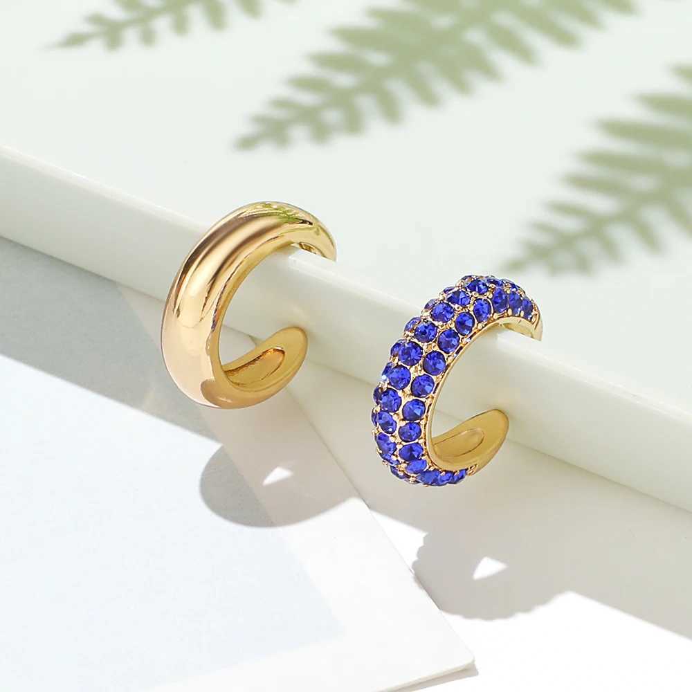 C-shape Gold plated Ear Cuff Clip Earrings For Women Micro pave CZ zircon Earcuff Without Piercing Earclip Wedding JewelryX240913